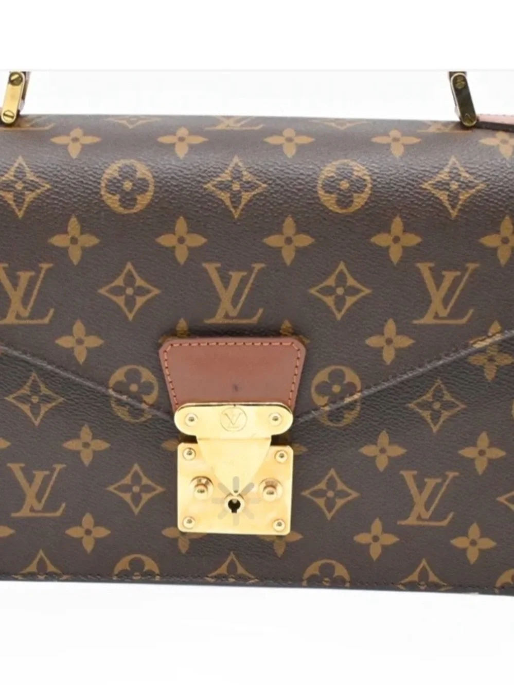 Louis Vuitton Brown Monogram Satchel with Gold Hardware